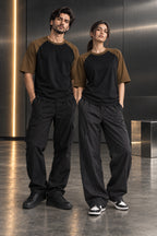 Black & Mocha - Drop Shoulder T-Shirt