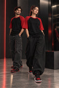 Black & Red - Drop Shoulder T-Shirt