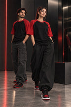Black & Red - Drop Shoulder T-Shirt