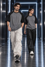Ash Grey & Black - Drop Shoulder T-Shirt