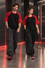 Black & Red - Drop Shoulder T-Shirt