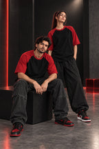 Black & Red - Drop Shoulder T-Shirt