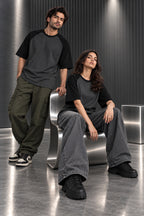Charcoal & Black - Drop Shoulder T-Shirt