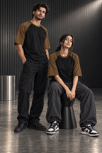 Black & Mocha - Drop Shoulder T-Shirt