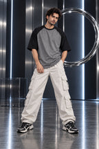 Ash Grey & Black - Drop Shoulder T-Shirt
