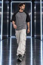 Ash Grey & Black - Drop Shoulder T-Shirt