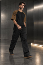 Black & Mocha - Drop Shoulder T-Shirt