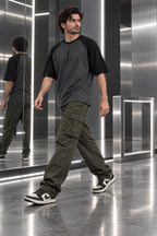 Charcoal & Black - Drop Shoulder T-Shirt