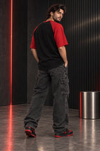 Black & Red - Drop Shoulder T-Shirt