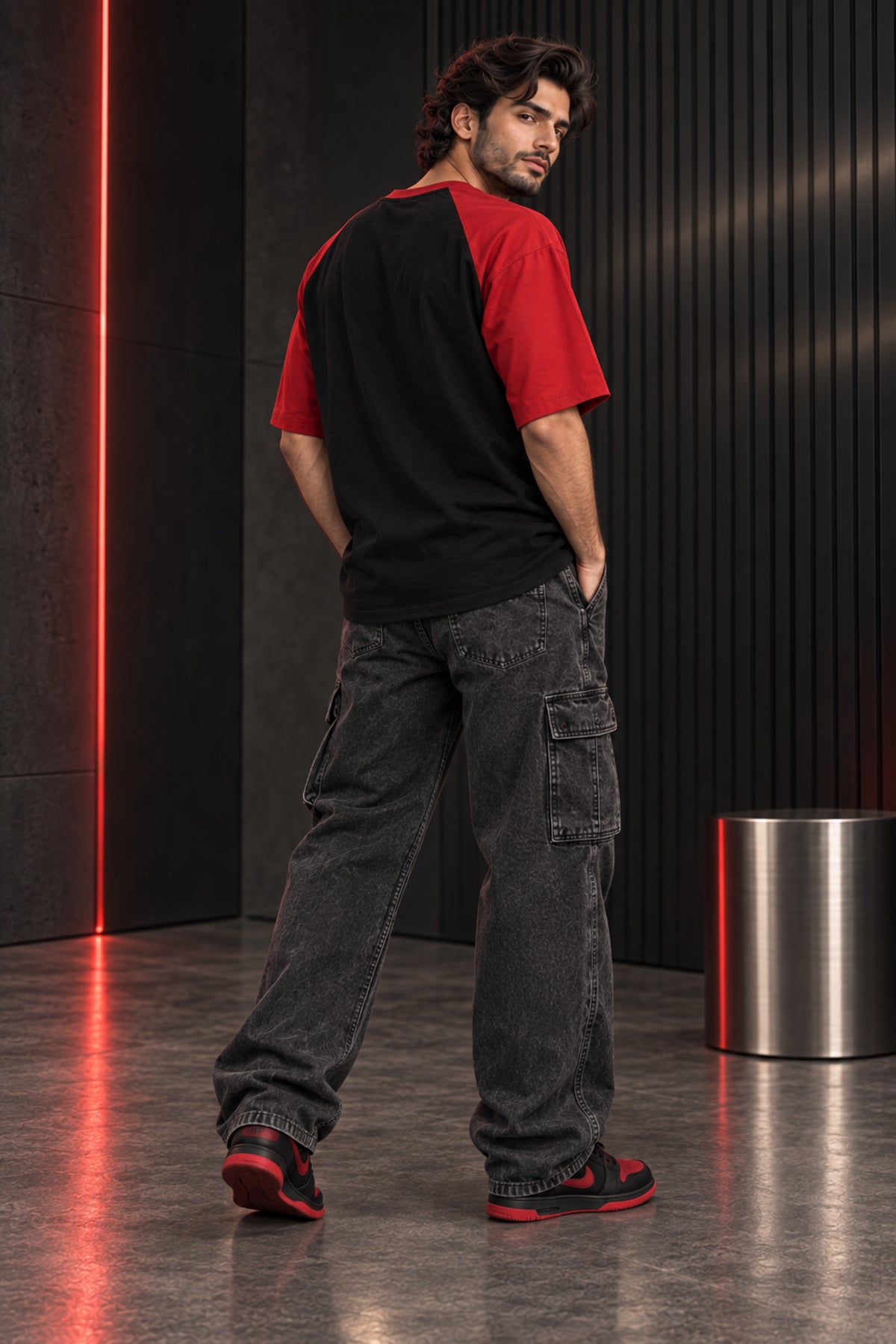 Black & Red - Drop Shoulder T-Shirt