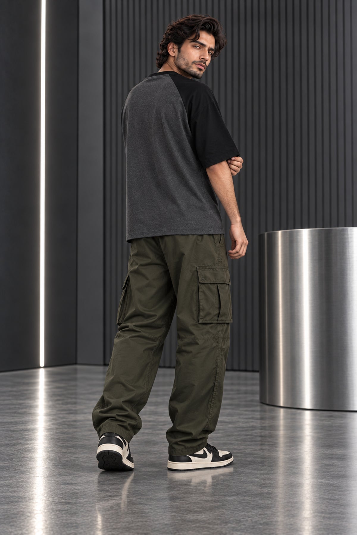 Charcoal & Black - Drop Shoulder T-Shirt