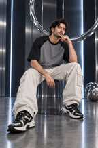 Ash Grey & Black - Drop Shoulder T-Shirt