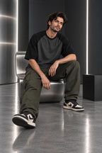 Charcoal & Black - Drop Shoulder T-Shirt