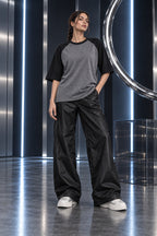 Ash Grey & Black - Drop Shoulder T-Shirt