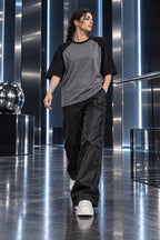 Ash Grey & Black - Drop Shoulder T-Shirt