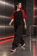 Black & Red - Drop Shoulder T-Shirt