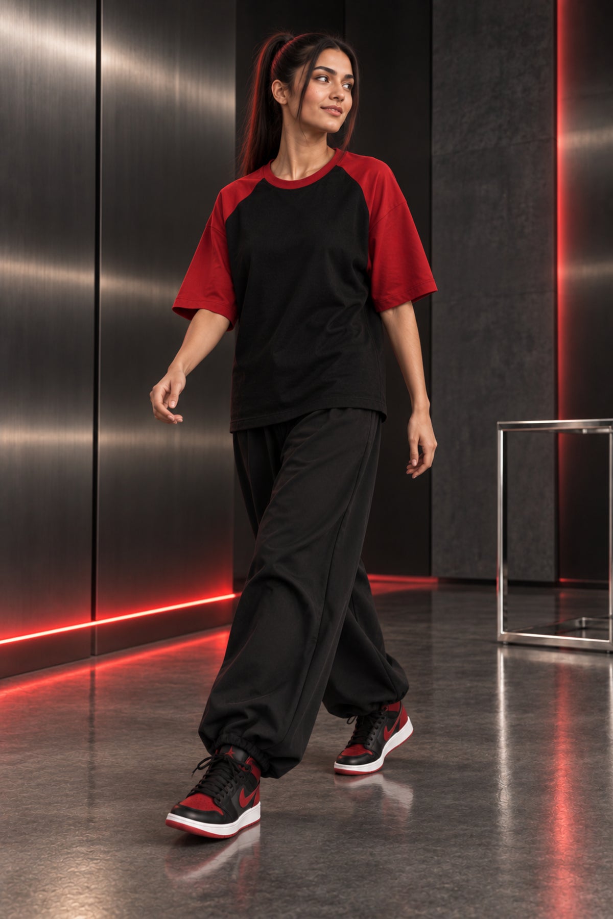 Black & Red - Drop Shoulder T-Shirt