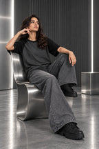 Charcoal & Black - Drop Shoulder T-Shirt