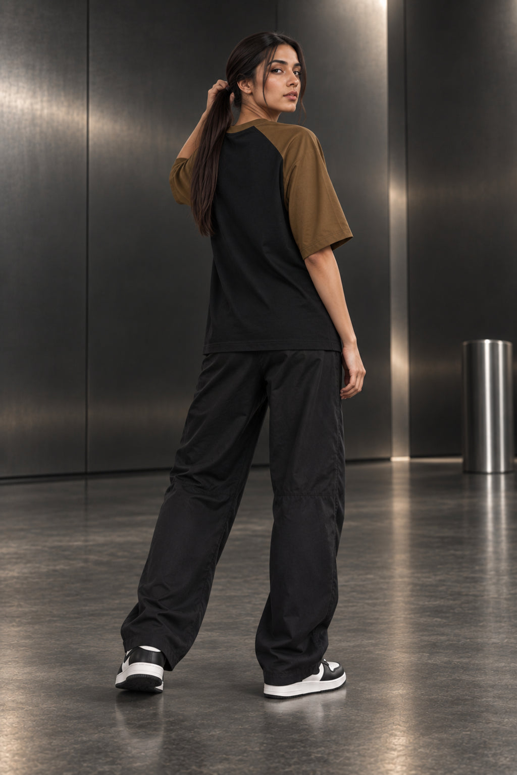 Black & Mocha - Drop Shoulder T-Shirt