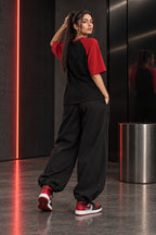 Black & Red - Drop Shoulder T-Shirt