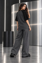Charcoal & Black - Drop Shoulder T-Shirt