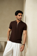 VALTRO PREMIUM ZIPPER POLO (BROWN)