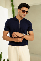 VALTRO PREMIUM ZIPPER POLO (NAVY BLUE)