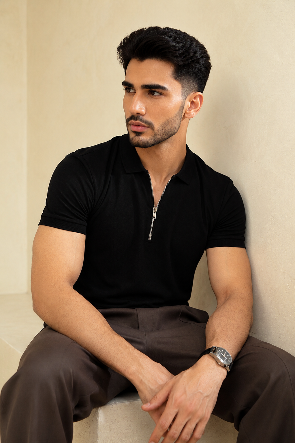 VALTRO PREMIUM ZIPPER POLO (BLACK)