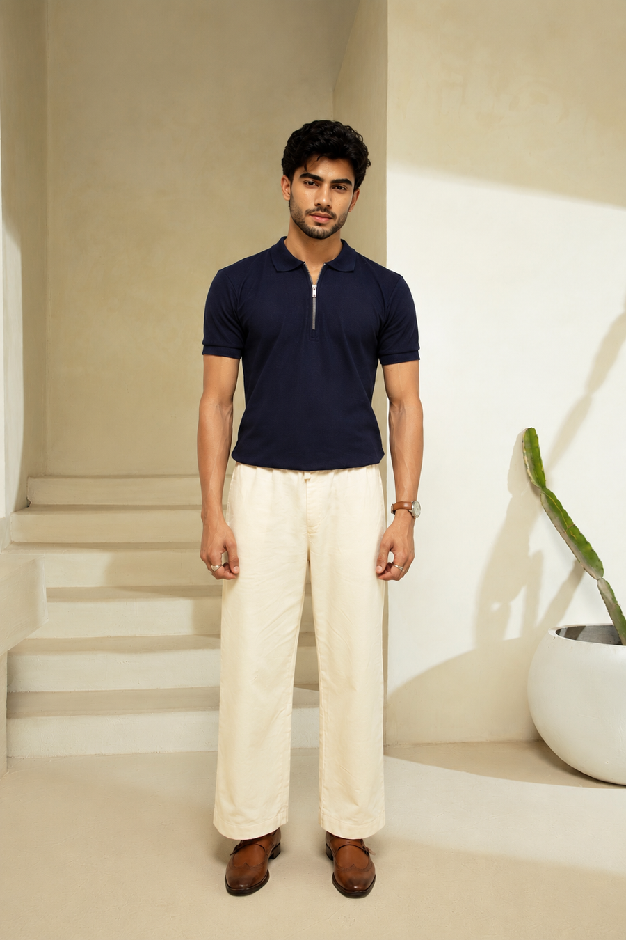 VALTRO PREMIUM ZIPPER POLO (NAVY BLUE)